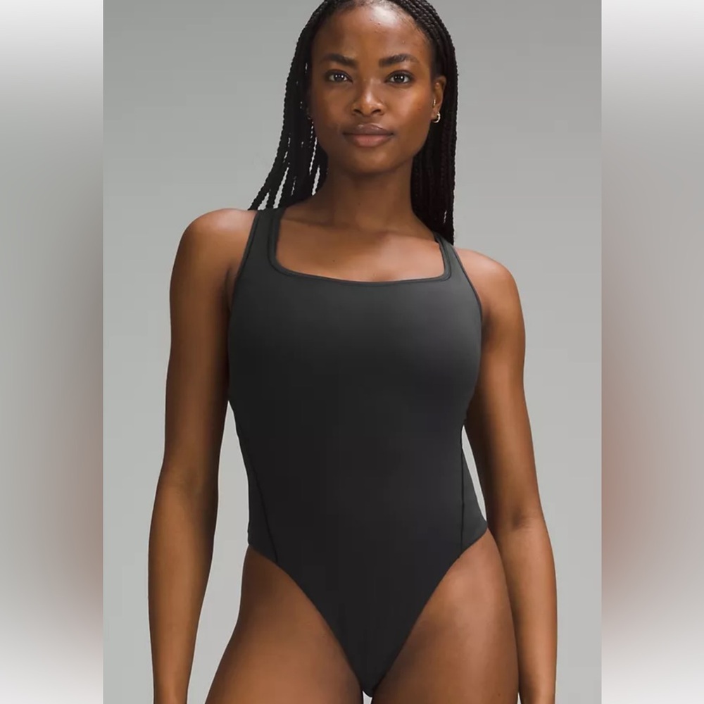 NWT Lululemon Black Wundermost Ultra-Soft Nulu Square-Neck Bodysuit